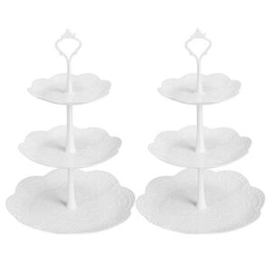 Coitak Plastic Cupcake Stands, 3 Tier Cupcake Stand, Dessert Tower Tray for Tea Party, Baby Shower and Wedding (2 Pack) (Round)