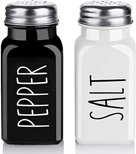 Salt and Pepper Shakers Set, Farmhouse Salt Shaker, Modern Farmhouse Kitchen Table Decor for Home Restaurants Wedding, Vintage Glass Black and White Shaker Sets with Stainless Steel Lid, 2.7oz Each | The Storepaperoomates Retail Market - Fast Affordable Shopping