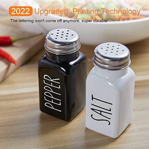 Salt and Pepper Shakers Set, Farmhouse Salt Shaker, Modern Farmhouse Kitchen Table Decor for Home Restaurants Wedding, Vintage Glass Black and White Shaker Sets with Stainless Steel Lid, 2.7oz Each | The Storepaperoomates Retail Market - Fast Affordable Shopping
