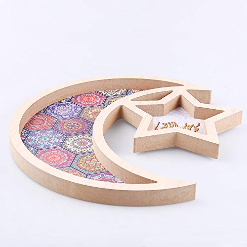 PTYQU Ramadan Kareem Moon Star Shape Tray Decoration for Home Eid Mubarak Gift Box Dessert Tray Craft Islam Muslim Party Festival Party Table Decor | The Storepaperoomates Retail Market - Fast Affordable Shopping