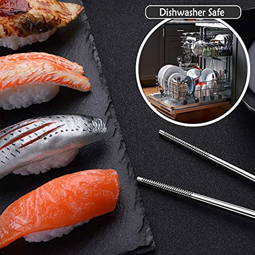 Metal Chopsticks Stainless Steel Reusable Chopsticks 18/8 Cute Laser Engraved Non-slip Korean Japanese Chinese Chopsticks,18/8 Stainless steel Dishwasher Safe for Cooking Eating 9 1/4 Inches 5 Pairs | The Storepaperoomates Retail Market - Fast Affordable Shopping
