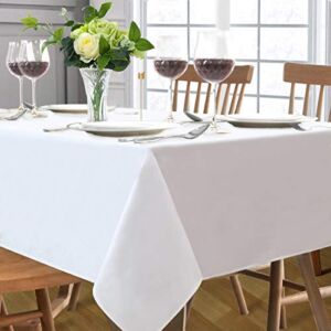 White Tablecloth 60×84 Inch Rectangular Polyester Table Cloth for Baby Shower Wedding Banquets or Restaurants