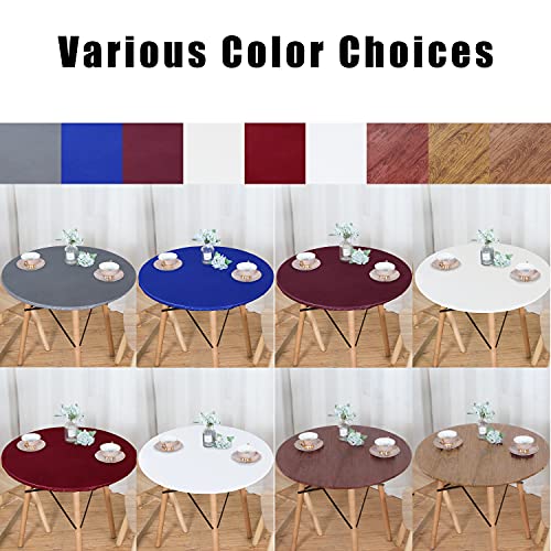 LUSHVIDA Round Waterproof Table Cover Elastic Tablecloth Vinyl Fitted Table Cover Elastic Edged Plastic Table Cover Fits Tables up to 45″-56″ R Black | The Storepaperoomates Retail Market - Fast Affordable Shopping