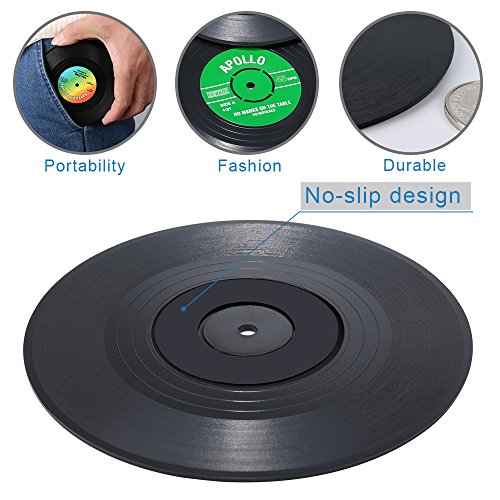 Record Coasters for Drinks, Funny, Absorbent, Novelty 6 Pieces Vinyl Disk Coasters, Effective Protection of The Desktop to Prevent Damage- 4.1 Inch Size by ZAYAD | The Storepaperoomates Retail Market - Fast Affordable Shopping