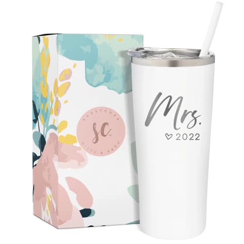 SassyCups Mrs. Tumbler Cup | The Mrs. Est. 2022 Engraved Stainless Steel Vacuum Insulated For Bride Tumbler | Bride to Be Gifts | Bride 2022 | Bridal Shower Gift | Engagement Gift | Bachelorette | The Storepaperoomates Retail Market - Fast Affordable Shopping