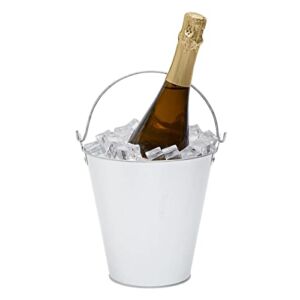 Juvale 6 Pack Large Galvanized Bucket for Party, 7 Inch Metal Ice Pails for Champagne, Beer, Wine (100 Oz)
