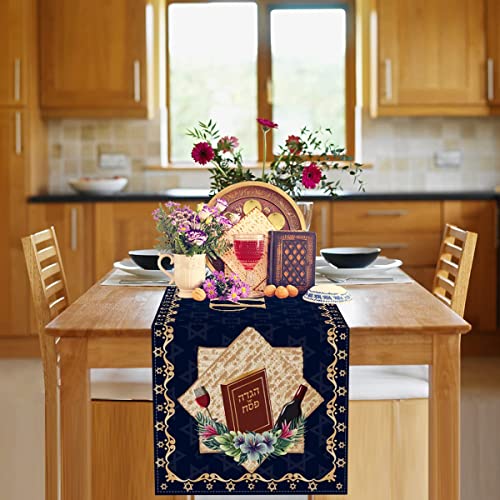 Happy Passover Table Runner Pesach Star of David Jewish Festival Holiday Party Home Kitchen Dining Room Table Decor | The Storepaperoomates Retail Market - Fast Affordable Shopping