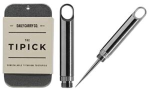 The TiPick – World’s Smallest Titanium Toothpick | EDC Keychain Tool Camping Toothpick | Outdoor Concealable Micro Toothpick with Protective Case Holder