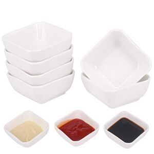 Belinlen 3 Ounce 6 Pack Ceramic Dip Bowls Set Porcelain Dip Mini Bowls Soy Sauce Dish/Bowls – Good for Tomato Sauce, Soy, BBQ and Other Party Dinner (White)