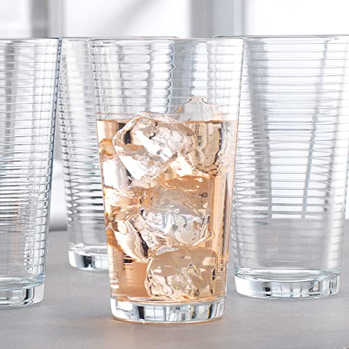 Drinking Glasses – Set of 8 Glass Cups, 4 Highball Glasses (17oz) 4 Rocks Glasses (13oz) Ribbed Glasses for Mixed Drinks, Water, Juice, beer, Wine, Excellent Gift! | The Storepaperoomates Retail Market - Fast Affordable Shopping