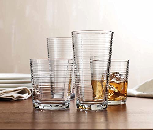 Drinking Glasses – Set of 8 Glass Cups, 4 Highball Glasses (17oz) 4 Rocks Glasses (13oz) Ribbed Glasses for Mixed Drinks, Water, Juice, beer, Wine, Excellent Gift! | The Storepaperoomates Retail Market - Fast Affordable Shopping