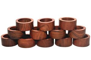Nirvana Class Handmade Wood Napkin Ring Set with 12 Napkin Rings – Artisan Crafted in India