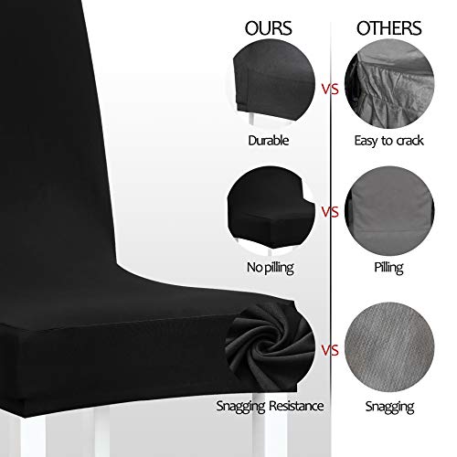 Obstal Black Stretch Spandex Dining Room Chair Covers – Set of 4 Universal Removable Washable Chair Seat Slipcovers Protector for Kitchen, Ceremony, Wedding, Banquet, Hotel and Party | The Storepaperoomates Retail Market - Fast Affordable Shopping