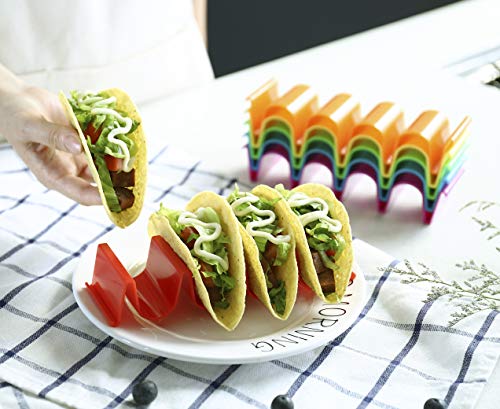 Taco Holder Stand Set of 6, Colorful Taco Holder Plate, Wave Shape Taco Tray, Taco Shell Holder Stand for Party, Hold 4 Tacos Each, Very Hard and Sturdy, Dishwasher Top Rack Safe | The Storepaperoomates Retail Market - Fast Affordable Shopping