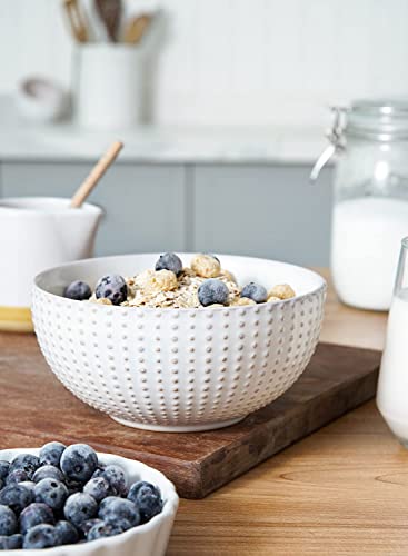 LE TAUCI Cereal bowls 6 inch, House-warming Gift, Ceramic Embossment Stoneware Bowl for Soup, Dessert, Fruits, Salad, Noodle, Ramen – 22 oz, Set of 4, Arctic white | The Storepaperoomates Retail Market - Fast Affordable Shopping