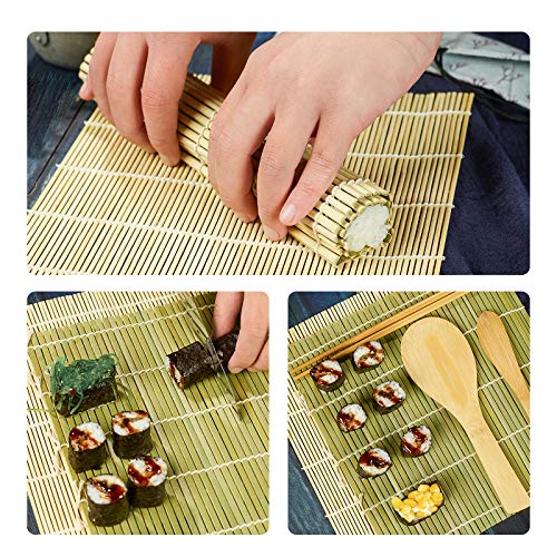 ISSEVE Sushi Making Kit, Bamboo Sushi Mat, All In One Sushi Bazooka Maker with Bamboo Mats, Bamboo Chopsticks, Paddle, Spreader, Sushi Knife, DIY Sushi Roller Machine | The Storepaperoomates Retail Market - Fast Affordable Shopping