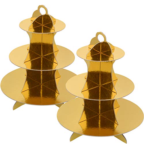 3-Tier Cardboard Gold Cupcake Stand/Tower 2-Set (2, Gold) | The Storepaperoomates Retail Market - Fast Affordable Shopping