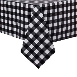 sancua Checkered Vinyl Rectangle Tablecloth – 54 x 78 Inch – 100% Waterproof Oil Proof Spill Proof PVC Table Cloth, Wipe Clean Table Cover for Dining Table, Buffet Parties and Camping, Black and White