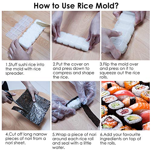 Delamu Sushi Making Kit, Bamboo Sushi Mats With Sushi Knife, Sushi Rolling Mat including 2 Bamboo Sushi Mats, 2 Temaki Rollers, 1 Rice Mold, 5 Chopsticks, 1 Rice Spreader, 1 Rice Paddle, 1 Guide Book | The Storepaperoomates Retail Market - Fast Affordable Shopping
