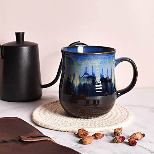 Bosmarlin Large Ceramic Coffee Mug, Blue Big Tea Cup for Office and Home, 21 Oz, Dishwasher and Microwave Safe, 1 PCS | The Storepaperoomates Retail Market - Fast Affordable Shopping