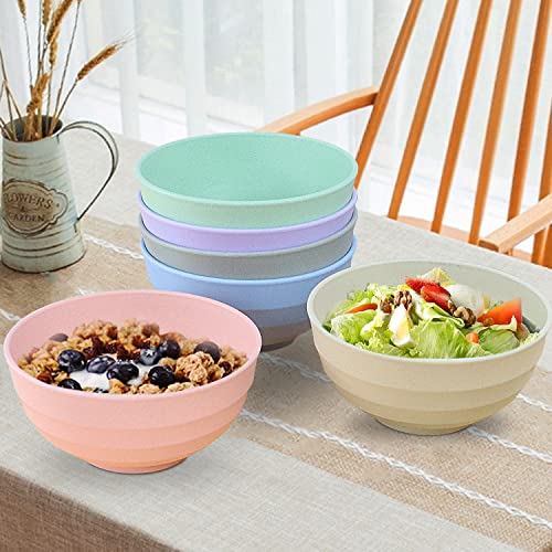 Wheat Straw Bowls Set 60 OZ Unbreakable Large Cereal Bowls Set of 6 Microwave and Dishwasher Safe Bowls Big Bowls for Eating BPA Free Eco Friendly Soup Bowl for Serving Oatmeal and Salad Etc… | The Storepaperoomates Retail Market - Fast Affordable Shopping