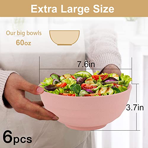 Wheat Straw Bowls Set 60 OZ Unbreakable Large Cereal Bowls Set of 6 Microwave and Dishwasher Safe Bowls Big Bowls for Eating BPA Free Eco Friendly Soup Bowl for Serving Oatmeal and Salad Etc… | The Storepaperoomates Retail Market - Fast Affordable Shopping