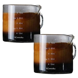 2 Pack Double Spouts Measuring Triple Pitcher Milk Cup 75ML Espresso Shot Glasses Parts Clear Glass