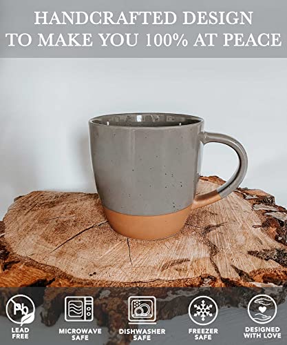 Mora Ceramic Large Latte Mug Set of 4, 16oz – Microwavable, Porcelain Coffee Cups With Big Handle – Modern, Boho, Unique Style For Any Kitchen. Microwave Safe Stoneware – Assorted Neutrals | The Storepaperoomates Retail Market - Fast Affordable Shopping
