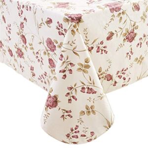 Heavy Duty Vinyl Tablecloth with Flannel Backing Waterproof Oil-Proof PVC Table Cloth Stain-Resistant Wipeable Rectangle or Square Table Cover for Indoor and Outdoor (Flowers, 60X84 Inch)