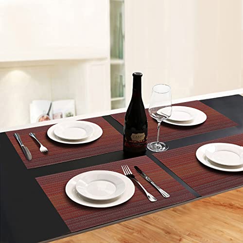 Pauwer Placemats Set of 6 Woven Placemats for Dining Table Indoor Outdoor Table Mats Heat Resistant Washable Vinyl Placemats for Kids, Red | The Storepaperoomates Retail Market - Fast Affordable Shopping