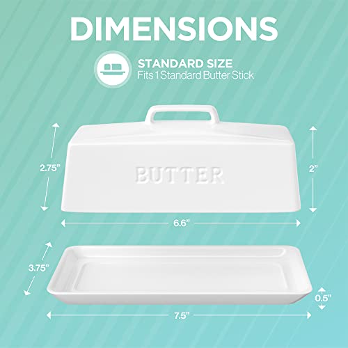 PriorityChef Ceramic Butter Dish with Lid for Countertop, Butter Keeper for Counter or Fridge, Covered Butter Tray Holder For Butter Storage, Holds 1 Stick, White | The Storepaperoomates Retail Market - Fast Affordable Shopping