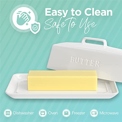 PriorityChef Ceramic Butter Dish with Lid for Countertop, Butter Keeper for Counter or Fridge, Covered Butter Tray Holder For Butter Storage, Holds 1 Stick, White | The Storepaperoomates Retail Market - Fast Affordable Shopping