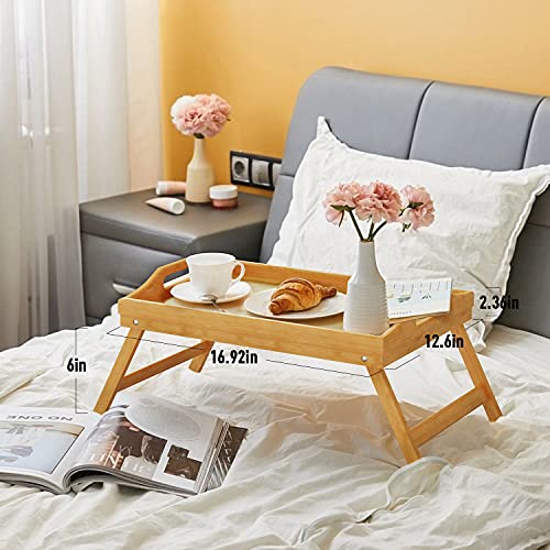 Bed Trays for Eating, 16.92 x 12.6 Inch Bed Table Tray with Folding Legs, Bamboo Breakfast in Bed Tray, Food Trays Fits for Adult Kids Eating Snack and Laptops TV by Easoger | The Storepaperoomates Retail Market - Fast Affordable Shopping