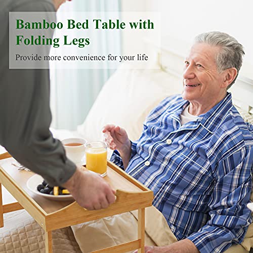 Bed Trays for Eating, 16.92 x 12.6 Inch Bed Table Tray with Folding Legs, Bamboo Breakfast in Bed Tray, Food Trays Fits for Adult Kids Eating Snack and Laptops TV by Easoger | The Storepaperoomates Retail Market - Fast Affordable Shopping