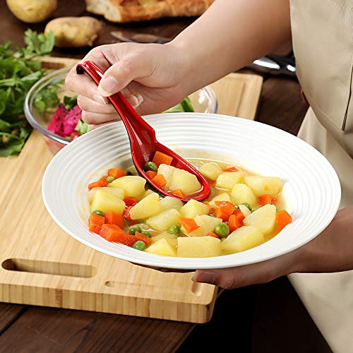 12 PACK Asian Soup Spoons, Rice Spoons, Melamine Chinese Won Ton Soup Spoon For soba, pho, ramen, Noodle, Korean Style Large Spoon with Long Handle- Notch and Hook Style, Red ＆ Black | The Storepaperoomates Retail Market - Fast Affordable Shopping