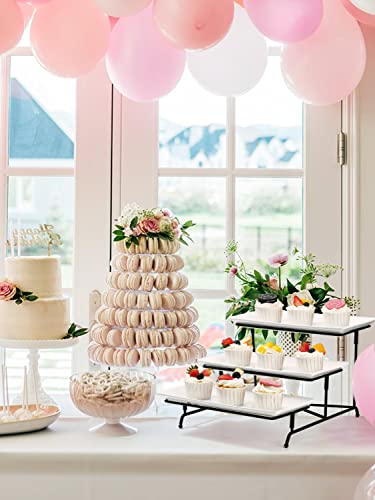 Yedio 3 Tier Serving Tray Set 12 Inch Porcelain Tiered Serving Trays Platters, Collapsible Sturdier Stand with Stable Cross Bars, Three Layer Serving for Party Entertaining Food Display Fruit Dessert | The Storepaperoomates Retail Market - Fast Affordable Shopping