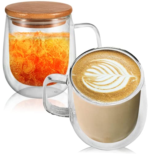 Double Wall Glass Coffee Mugs 16 oz set of 2, clear glass coffee mugs,glass mugs,large coffee mugs, cappuccino cup,tea cup, tea mug, latte cup, insulated coffee mug with handle | The Storepaperoomates Retail Market - Fast Affordable Shopping