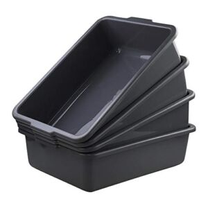 Dehouse 4-Pack 24 L Gray Large Plastic Bus Box, Commercial Bus Tubs