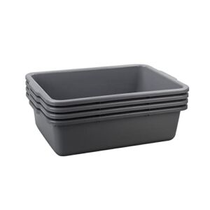 Callyne 4-Pack 32 L Plastic Commercial Bus Box, Large Bus Tubs, Gray