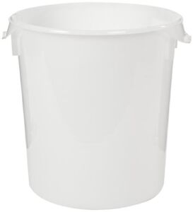 Rubbermaid Commercial Products Plastic Round Food Storage Container for Kitchen/Food Prep/Storing, 22 Quart, White, Container Only (FG572800WHT)