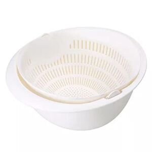 KGEZW Kitchen Silicone Double Drain Basket Storage Bowl Washing Basket Filter Bowl Drainer (Color : A, Size : 10.5cm)