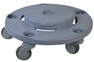 Janico 1041 Quiet Trash Can Dolly, Non Marking Casters, Round, 18″x18″x6″, Grey
