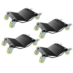 EBUY Black Car Dollies-4 Pieces Heavy Duty Tire Car Skates Wheel Car Vehicle Dolly with 6000LBS Bearing Capacity for Moving Cars