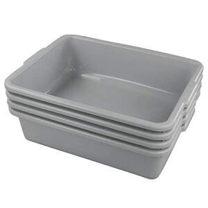 Ggbin Plastic Dish Tubs, Commercial Bus Box/Wash Basin Tote Box, 4-Pack(Grey, 22L)