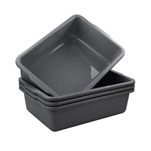 Nicesh 4-Pack 32 L Large Commercial Bus Tubs, Plastic Utility Bus Box, Gray