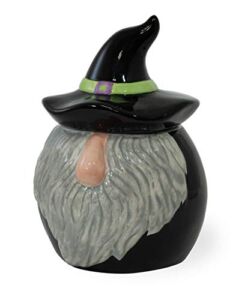 Boston International Halloween Ceramic Snack Jar with Lid, 5.5 x 8.5-Inches, Wizard Gnome