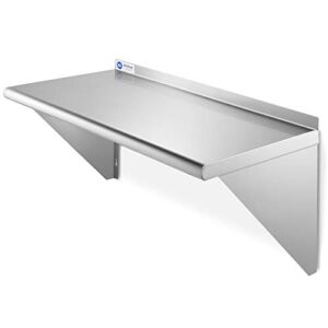 GRIDMANN NSF 16 Gauge Stainless Steel 12″ x 24″ Kitchen Wall Mount Shelf Commercial Restaurant Bar w/ Backsplash