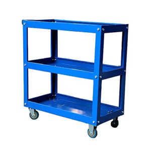 LIUMANG Utility Vehicle Durable 3 Tier Shelf Tool Cart Storage Wheel Cart Trolley Heavy Duty Garage Workshop DIY Tool Cart Storage Trolley (Color : Blue, Size : 70x35x76cm)