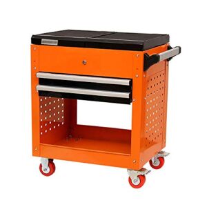 LIUMANG Utility Vehicle Durable Utility Tool Cart for Mechanics – Heavy Duty Service Cart Tool Trolley on Wheels with Lock Drawers Storage Trolley (Color : Orange, Size : 70x37x84cm)