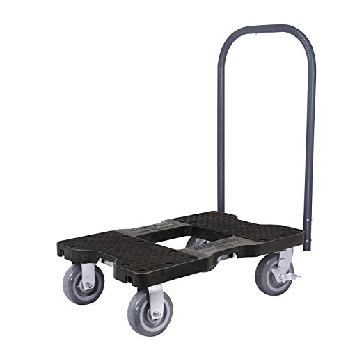 SNAP-LOC 1800 LB Super-Duty Push CART Dolly Black with Steel Frame, 6 inch Casters, Push Bar and Optional E-Strap Attachment | The Storepaperoomates Retail Market - Fast Affordable Shopping